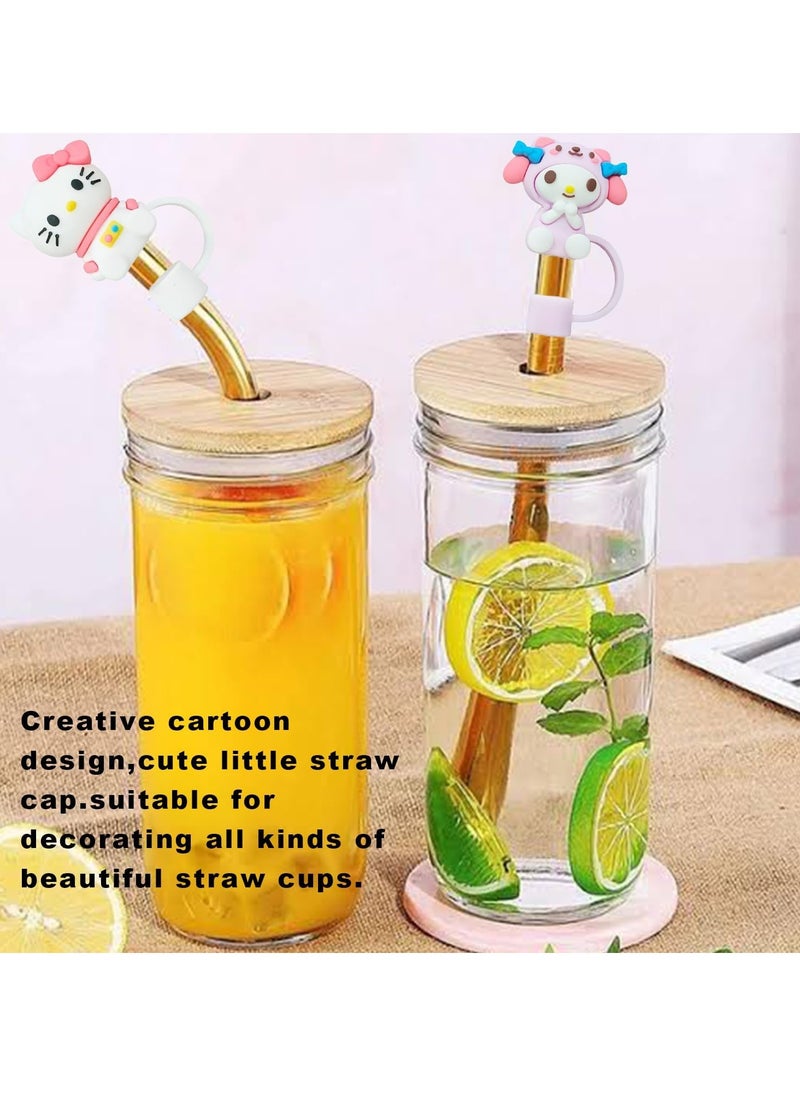 ماركة غير محددة 4 قطع من أغطية قش Kawaii الكرتونية، أغطية قش سيليكون، أغطية قش لأكواب ستانلي 30 و40 أونصة (مع زجاج)، ملحقات أغطية ستانلي 10 مم 0.4 بوصة، أغطية قش كأس ستانلي سهلة (قابلة لإعادة الاستخدام)  - Image 4