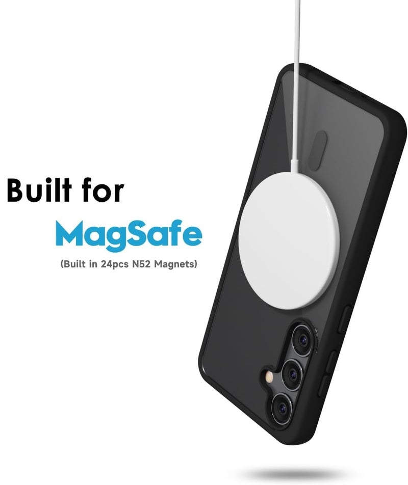 MAGICHUB Clear Case for Samsung Galaxy S24 5G Compatible with Magnetic Charging- Premium Transparent Protective Cover with Enhanced Durability - Sleek and Slim Design (Black) - Image 4