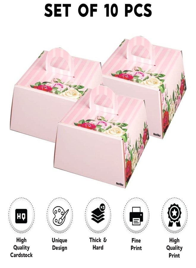 Festiko® Cake Boxes for Packaging (Pack of 10, Design 7), Bakery Cake Boxes for Packaging, Cake Pastry Boxes, Paper Cupcake Box - Image 2