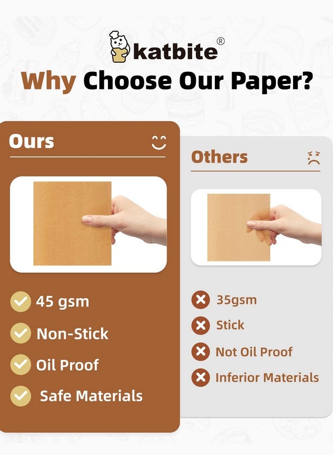 Katbite 300Pcs 6x6 Inches Patty Paper, Burger Patty Paper, Unbleached Parchment Sheets, Heavy Duty & Non-Stick, Squares for Seperating Patty, Cookies, Storing Foods Wrapping Candies - Image 2