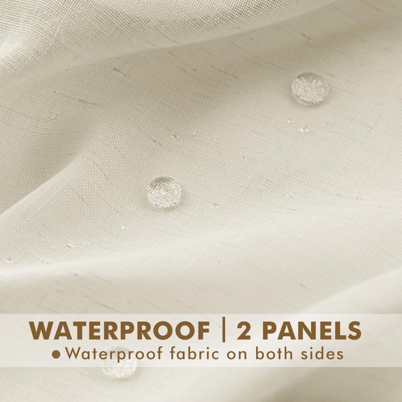 HolidayIdeas 4 Panels Outdoor Sheer Curtains for Patio Waterproof-Natural Linen Semi Voile Indoor Sheer Curtains, Light Filtering Privacy Drapes for Living Room, Gazebo, Porch, Balcony, Pool 54"x84" - Image 4