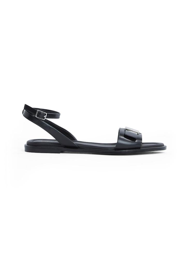CALVIN KLEIN LEATHER SANDALS WITH LOGO HARDWARE  - Image 1