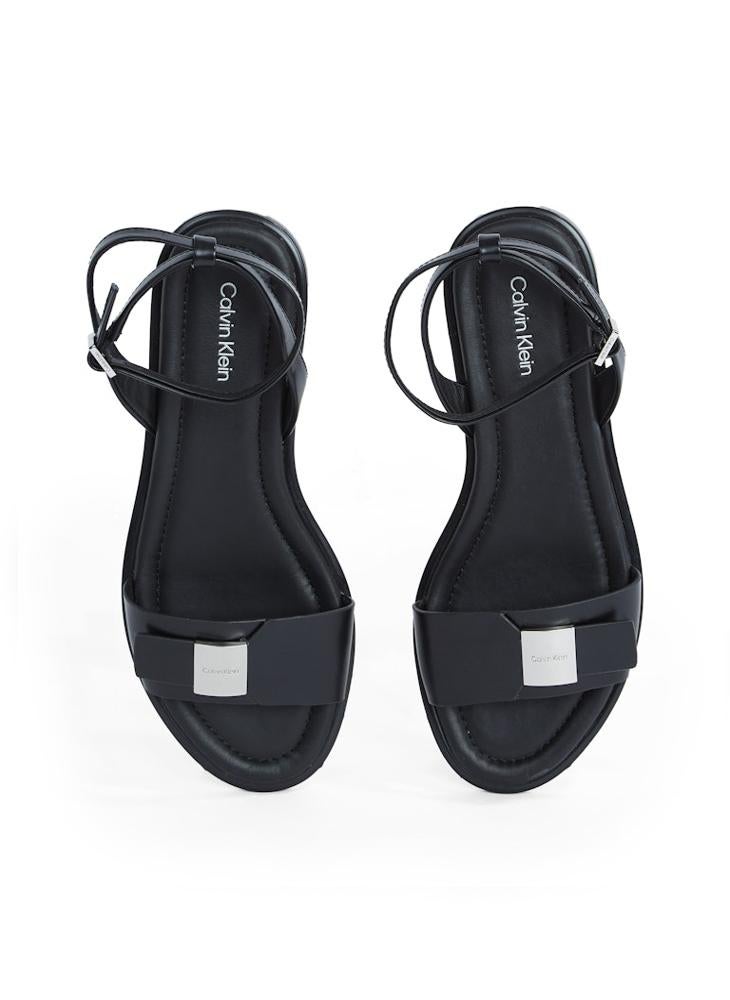 CALVIN KLEIN LEATHER SANDALS WITH LOGO HARDWARE  - Image 5