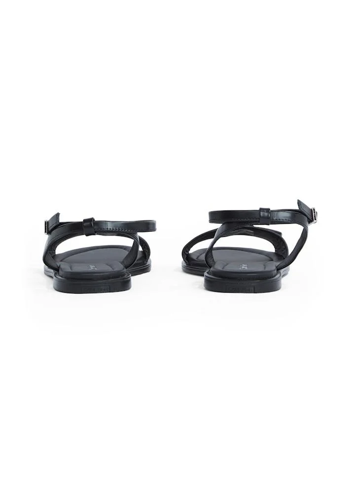 CALVIN KLEIN LEATHER SANDALS WITH LOGO HARDWARE