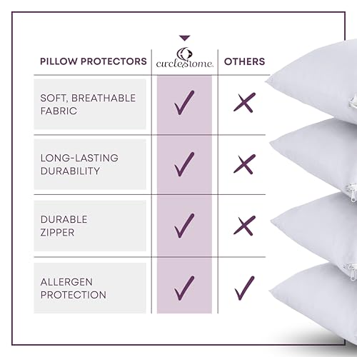 CirclesHome Pillow Protectors 12 Pack King Zippered - 100% Cotton Breathable Pillowcases - Protects Pillows from Dirt, Dust and Debris (King - Set of 12 - 20x36) - Image 5