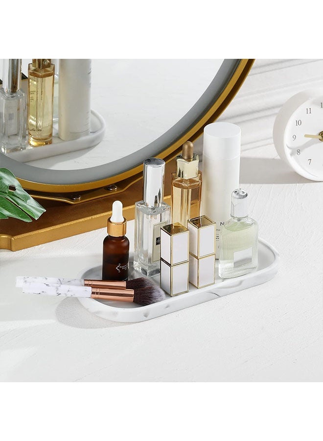 Bathroom Vanity Tray Countertop, Marble Tray For Kitchen Counter, Resin Oval Tray For Soap Dispenser and Toilet Tank, Decorative Trays For Perfume, Jewelry - Image 5