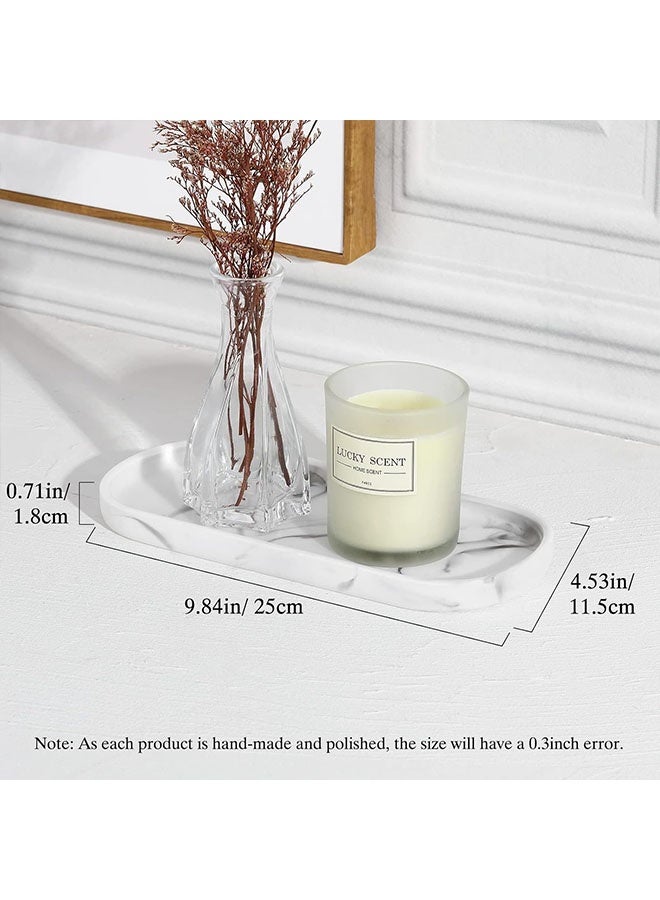 Bathroom Vanity Tray Countertop, Marble Tray For Kitchen Counter, Resin Oval Tray For Soap Dispenser and Toilet Tank, Decorative Trays For Perfume, Jewelry - Image 2