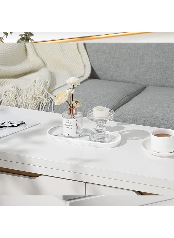 Bathroom Vanity Tray Countertop, Marble Tray For Kitchen Counter, Resin Oval Tray For Soap Dispenser and Toilet Tank, Decorative Trays For Perfume, Jewelry - Image 3