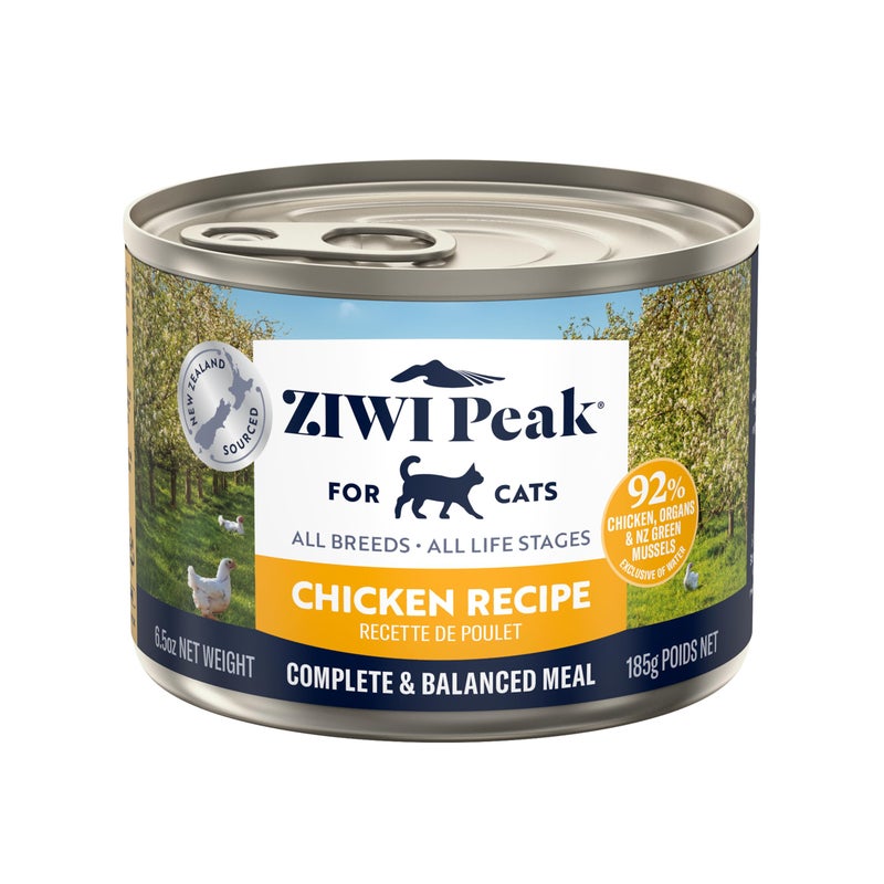 Ziwi طعام قطط رطب ZIWI Peak - طبيعي بالكامل، عالي البروتين، خالي من الحبوب، مكونات محدودة، مع سوبر فود (دجاج، علبة من 12، 6.5 أونصة لكل علبة) - Image 1