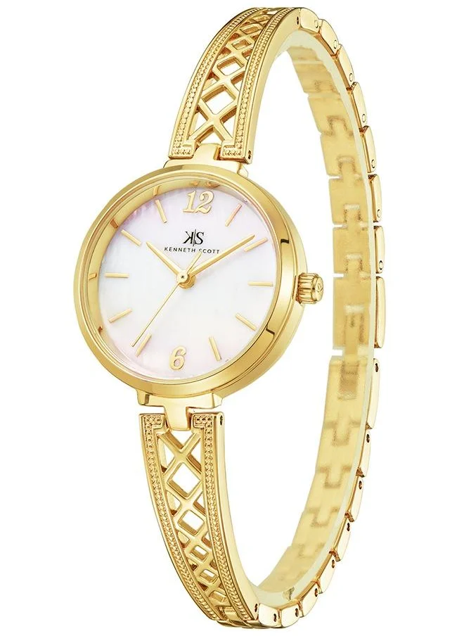 KENNETH SCOTT Kenneth Scott K22518-GBGM Women's Analog Display Watch & Alloy Strap Gold