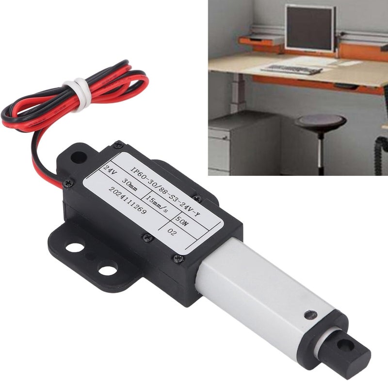 Mini Electric Linear Actuator 24V 30mm Stroke 50N Thrust 15 millimeters per Second Speed IPX4 Water Proof Electric Push Rod for Industrial Automation and Robotics Aluminum ABS - Image 4