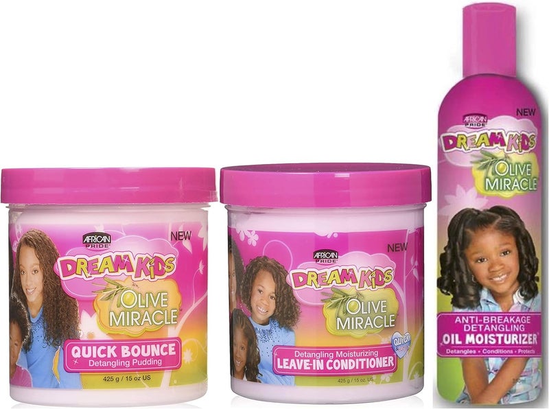 African Pride Dream Kids Olive Miracle Quick Bounce Detangling Pudding LeaveIn Conditioner AntiBreakage Oil Moisturizer