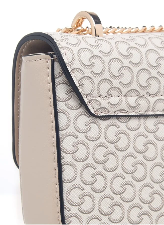 سيليست Womens Monogram Print Crossbody Bag With Flap Closure And Chain Strap