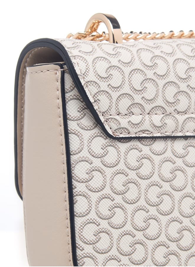 Celeste Womens Monogram Print Crossbody Bag With Flap Closure And Chain Strap  - Image 5