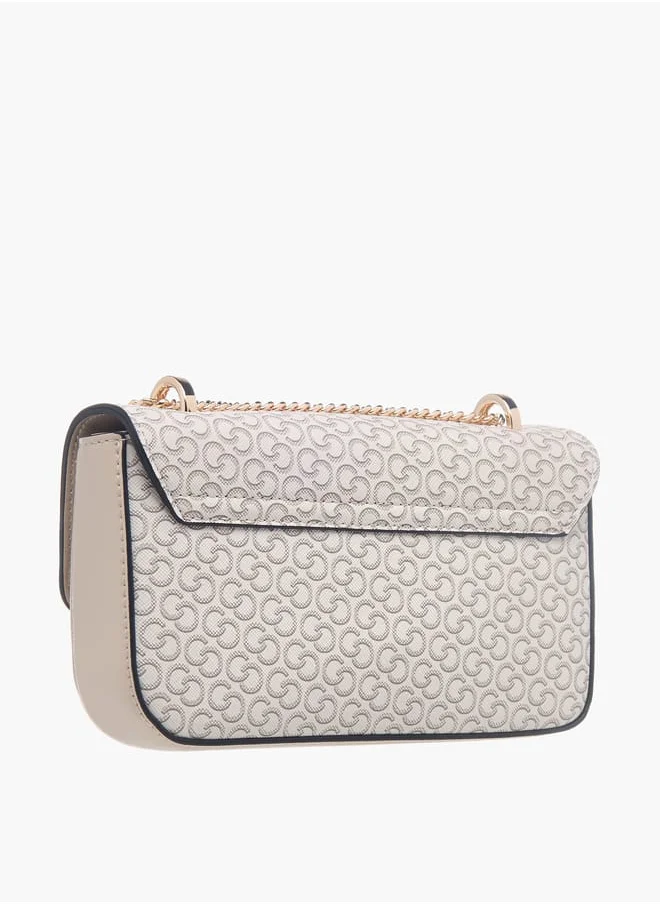سيليست Womens Monogram Print Crossbody Bag With Flap Closure And Chain Strap