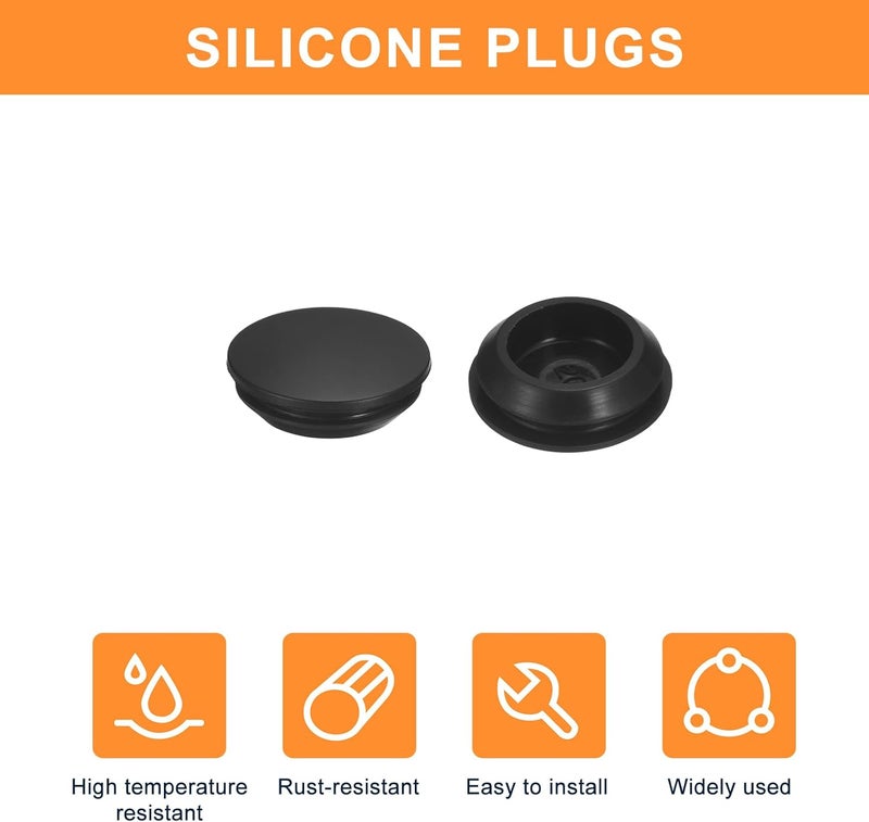 QUARKZMAN Pack of 8 Silicone Plugs, Round Rubber Plugs to Snap into 20-22 mm Holes, Waterproof Hole Plugs for Metal Pipes, Furniture End Caps, Black Inserts - Image 4