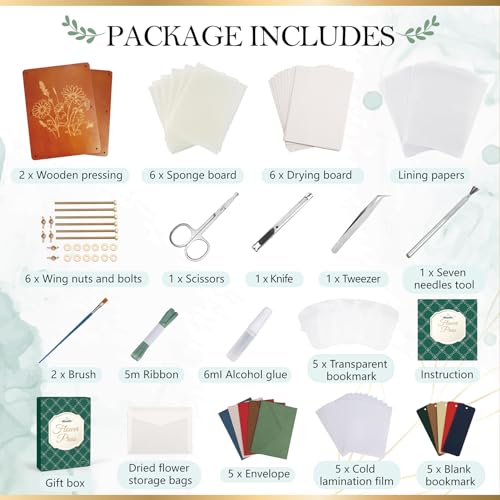 Aboofx Flower Press Kit Craft Kits 157 x 118 6 Layers Wooden Flower Pressing Kit for Crafts Pressed Flowers and Plant for DIY Art Preservation for Bookmark Frame Wedding Drying Kits - Image 5