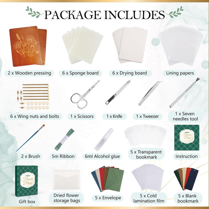 Aboofx Flower Press Kit Craft Kits 157 x 118 6 Layers Wooden Flower Pressing Kit for Crafts Pressed Flowers and Plant for DIY Art Preservation for Bookmark Frame Wedding Drying Kits - Image 3