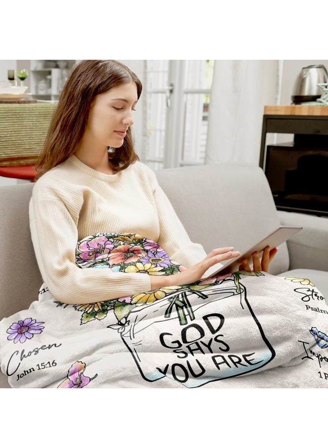 Damaigiift Christian Gifts for Women, Christian Blanket with Flowers, Inspiration Gifts for Women, Encouragement Religious Gifts, Faith Birthday Blanket for Women, Mothers Day Christmas Easter, Nourishing Soul - Image 2
