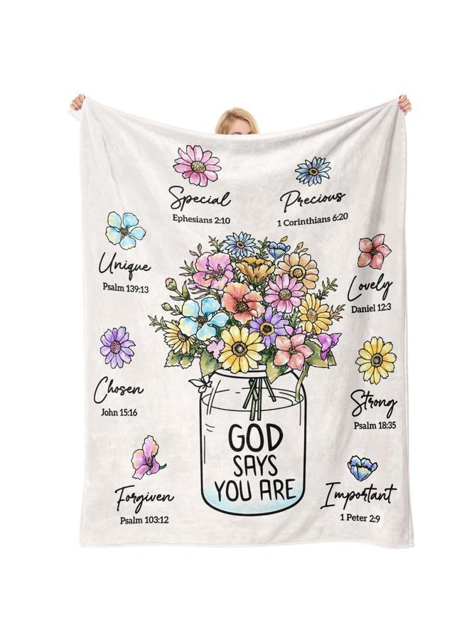 Damaigiift Christian Gifts for Women, Christian Blanket with Flowers, Inspiration Gifts for Women, Encouragement Religious Gifts, Faith Birthday Blanket for Women, Mothers Day Christmas Easter, Nourishing Soul - Image 1