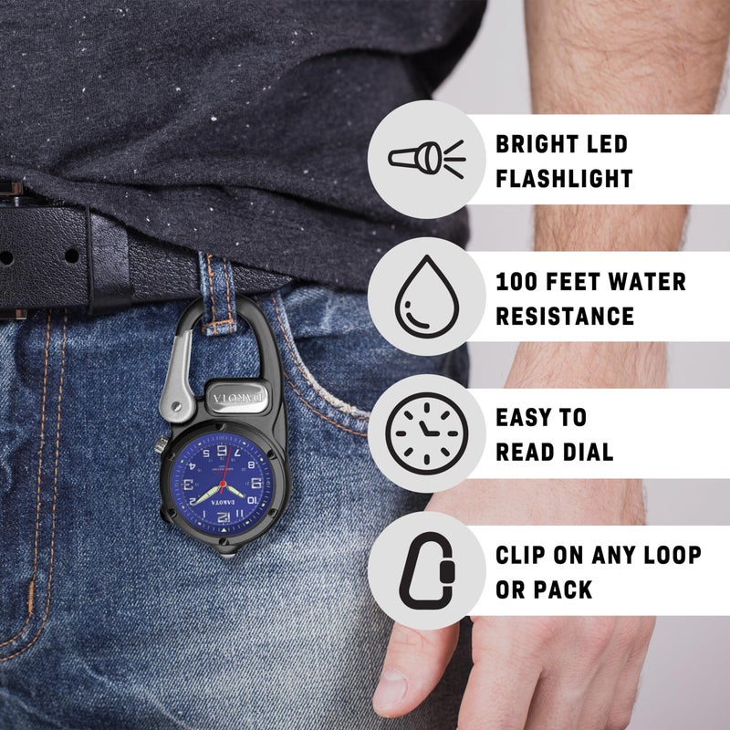 Dakota Mini Clip Microlight, Quality Pocket and Fob Watch, Premium Durability Outdoor Gifts for Men, Use for Fishing Hunting, and More, LED Flashlight, Clip on Watch - Image 3