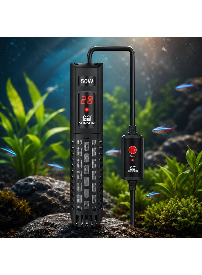 SUNSUN GR-50C Aquarium Heater 50W Digital Temperature Controller With FREE Short Glass Thermometer - Image 4