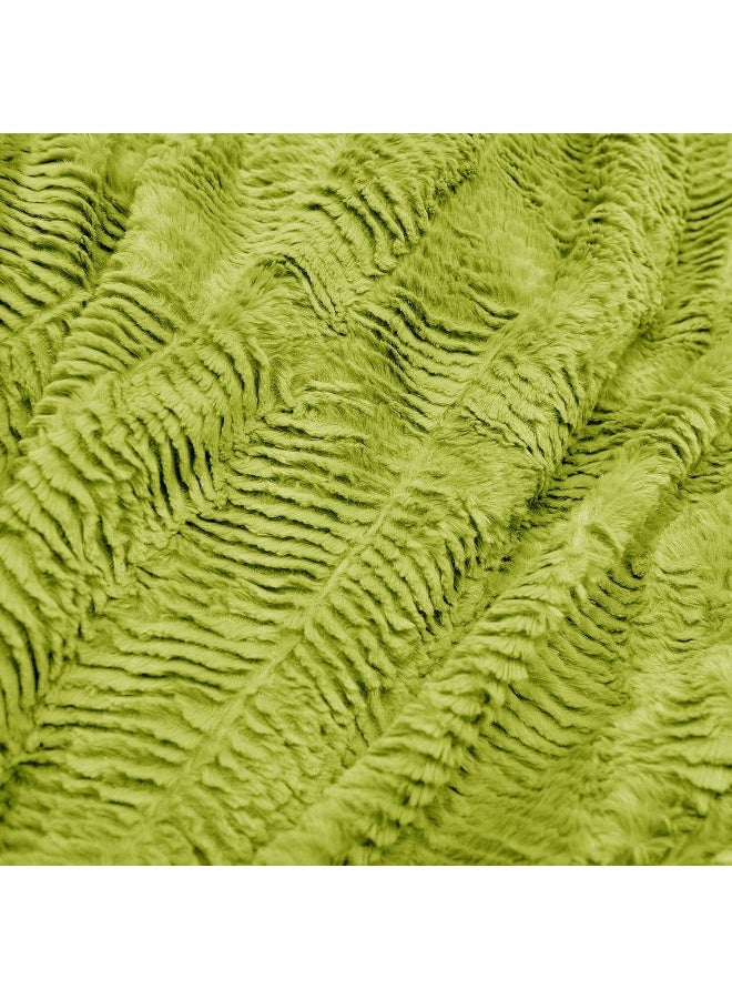 Home Soft Things Green Herringbone Brushed Throw Blanket 50 x 60 Dark Citron Lightweight Fluffy Plush Comfy Cozy Couch Bed Covers Suitable for Kids Adults Friends Home Dcor - Image 3