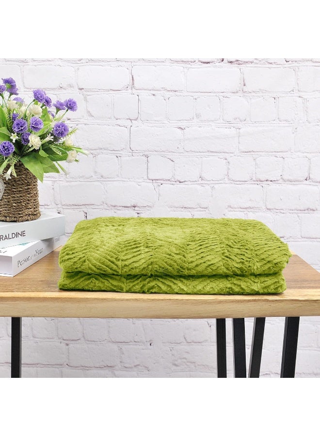 Home Soft Things Green Herringbone Brushed Throw Blanket 50 x 60 Dark Citron Lightweight Fluffy Plush Comfy Cozy Couch Bed Covers Suitable for Kids Adults Friends Home Dcor - Image 4