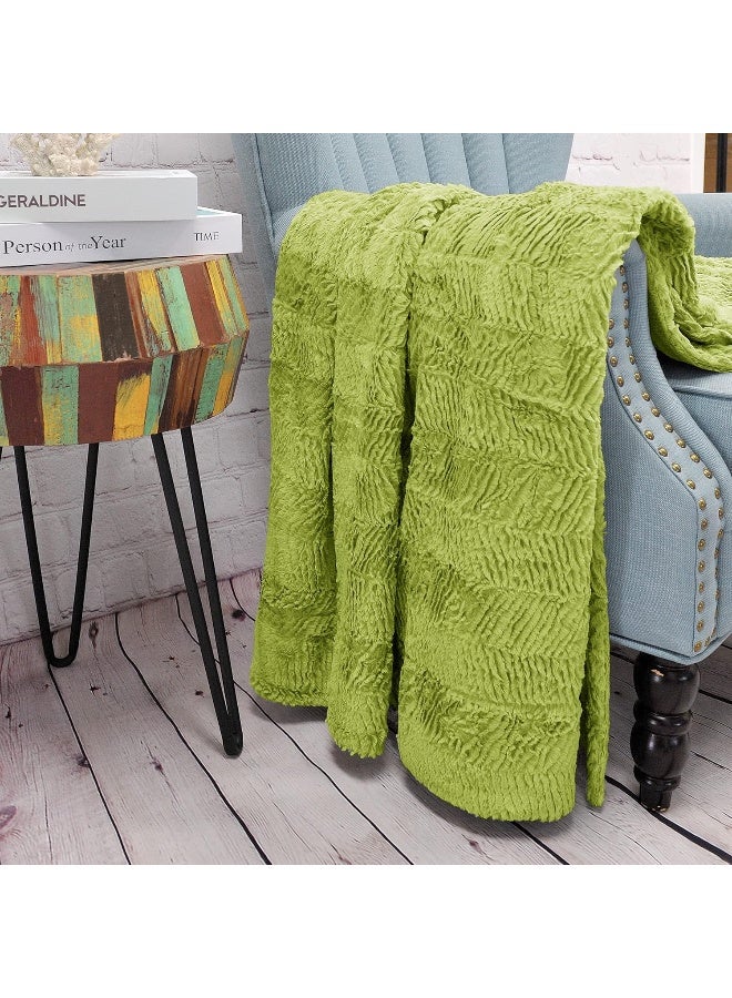 Home Soft Things Green Herringbone Brushed Throw Blanket 50 x 60 Dark Citron Lightweight Fluffy Plush Comfy Cozy Couch Bed Covers Suitable for Kids Adults Friends Home Dcor - Image 5