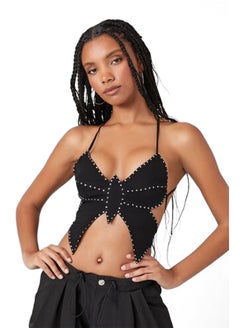 Rhinestone Butterfly Halter Top