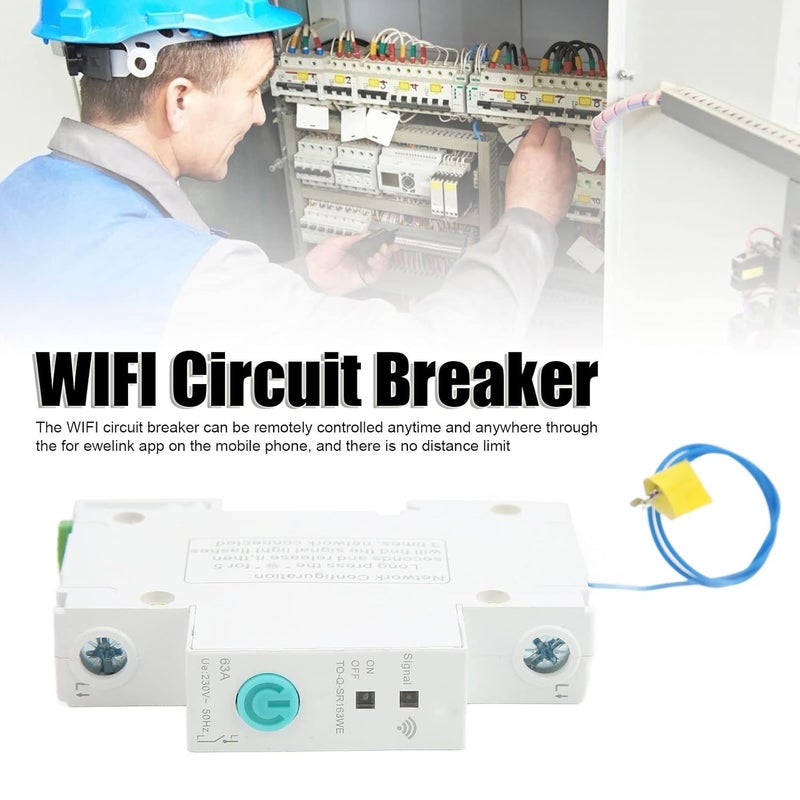 klarako WiFi Circuit Breaker, Smart Circuit Breaker AC 120V-280V Small Compact Timing Functions APP Control 63A DIN Rail Smart Switch Remote for Hospitals, Hotels, Shopping Malls - Image 2