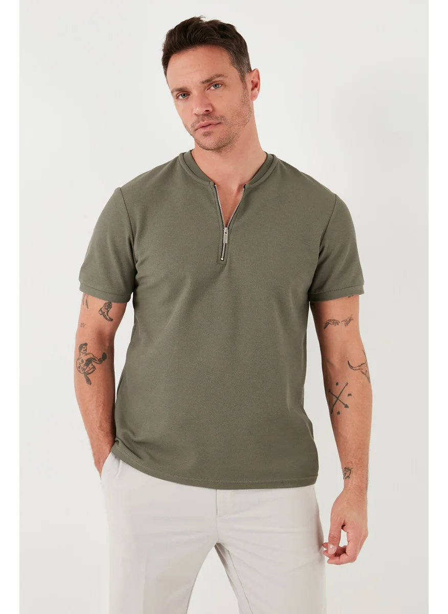 Buratti Cotton Regular Fit Half Zipper T Shirt Men's T Shirt 5902653