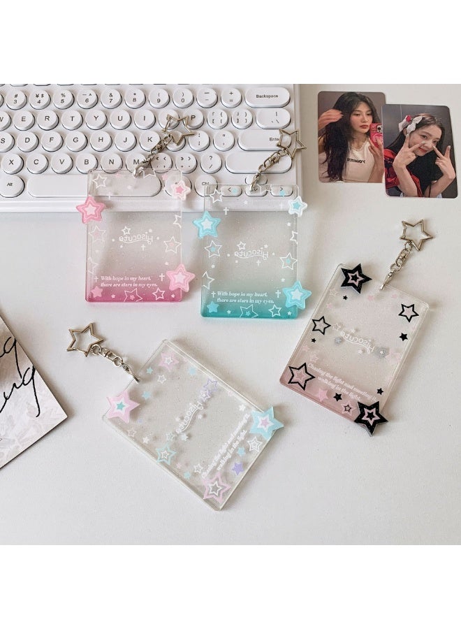 NIBEMINENT حامل بطاقة صور أكريليك نجمة كيبوب 1 - قطعة مع قلادة سلسلة مفاتيح حامل بطاقة تعريف حامل بطاقة الهوية واقي بطاقة الصور للمدرسة مكتب بطاقة الهوية بطاقة الوصول للنساء الفتيات - Image 2