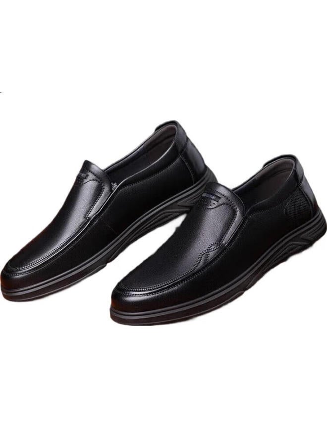 Laorentou Men'S Business Casual Leather Shoes Spring And Autumn Breathable Cowhide Formal Wedding Father Shoes Men La11393 Black 41 - Image 3
