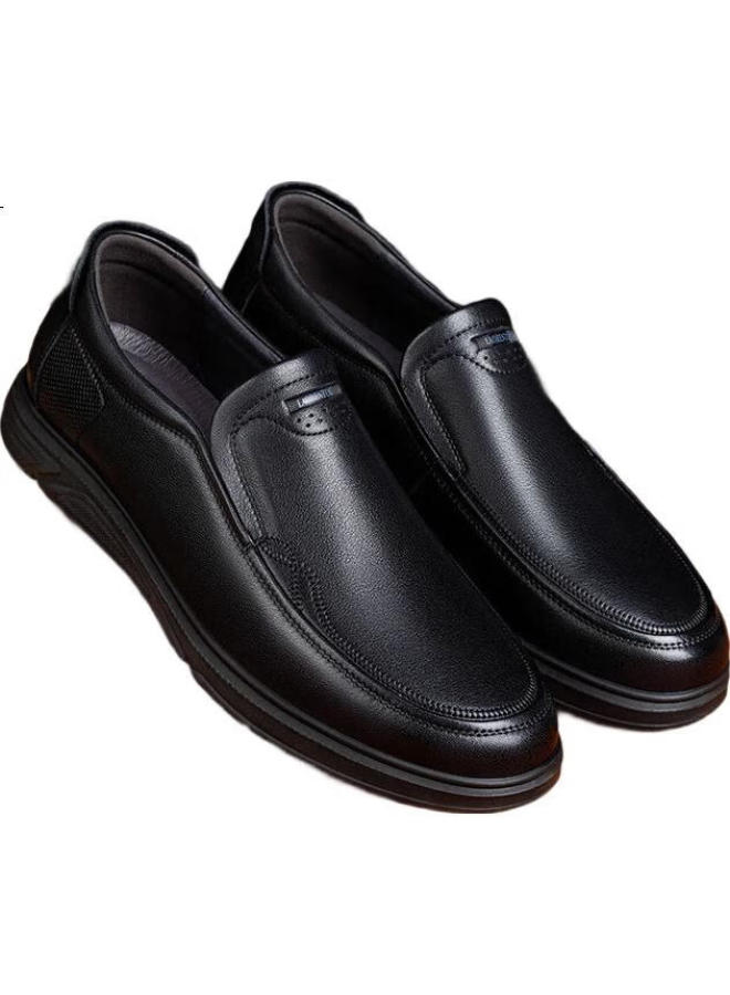 Laorentou Men'S Business Casual Leather Shoes Spring And Autumn Breathable Cowhide Formal Wedding Father Shoes Men La11393 Black 41 - Image 2