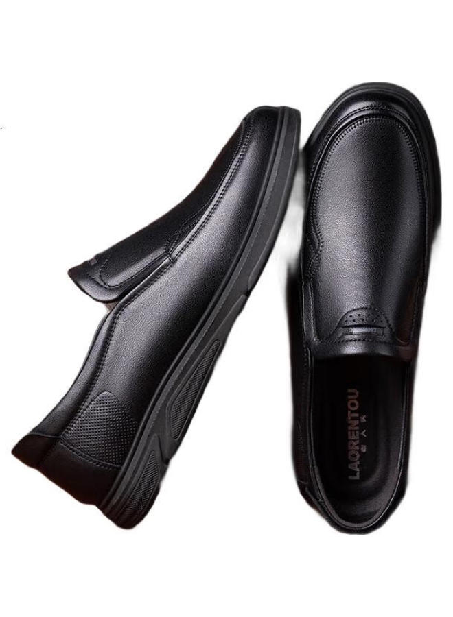 Laorentou Men'S Business Casual Leather Shoes Spring And Autumn Breathable Cowhide Formal Wedding Father Shoes Men La11393 Black 41 - Image 1