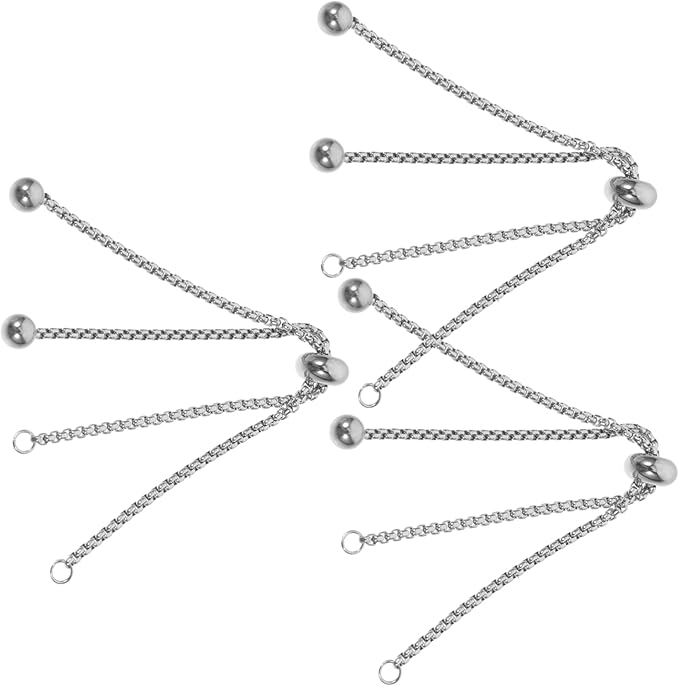 Extendable Slider Bracelet Connectors Stainless Steel DIY Jewelry Making Silver - Image 1