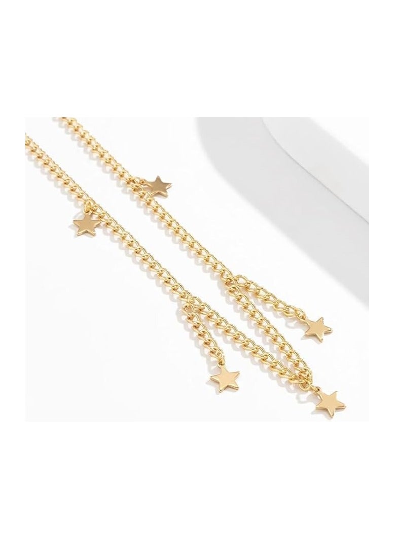 Spaceshoop Gold waist chain belly chain tassel body chain summer bikini chain necklace body accessories and jewelry for women and girls - Image 1