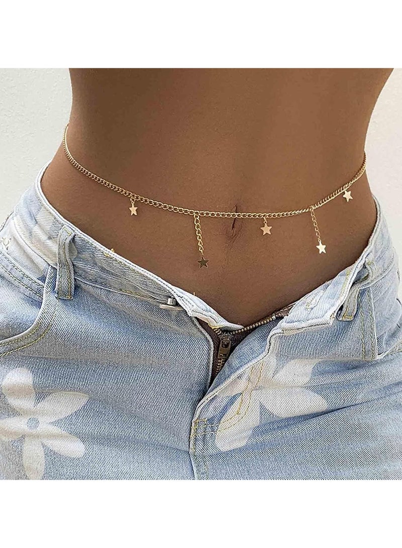 Spaceshoop Gold waist chain belly chain tassel body chain summer bikini chain necklace body accessories and jewelry for women and girls - Image 2
