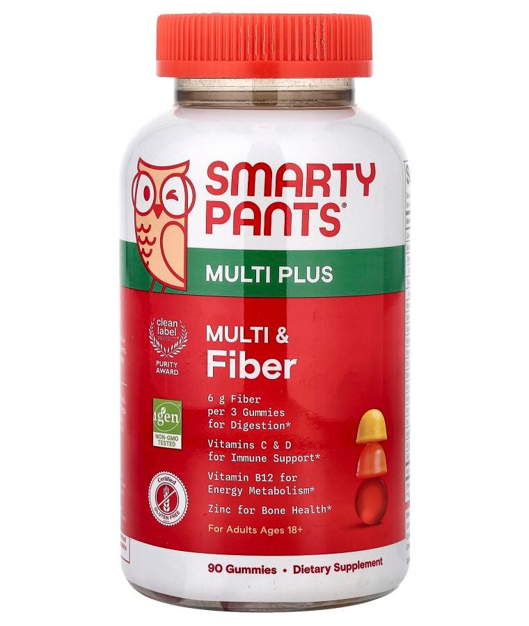 SmartyPants Multi Plus Multi & Fiber Gummies Strawberry Orange & Lemon 90 Gummies
