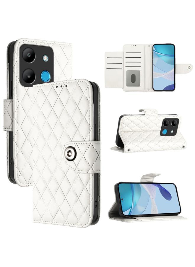 Zaboon Case For Infinix Smart 7 India Rhombic Texture Flip Leather Phone Case with Lanyard - Image 1