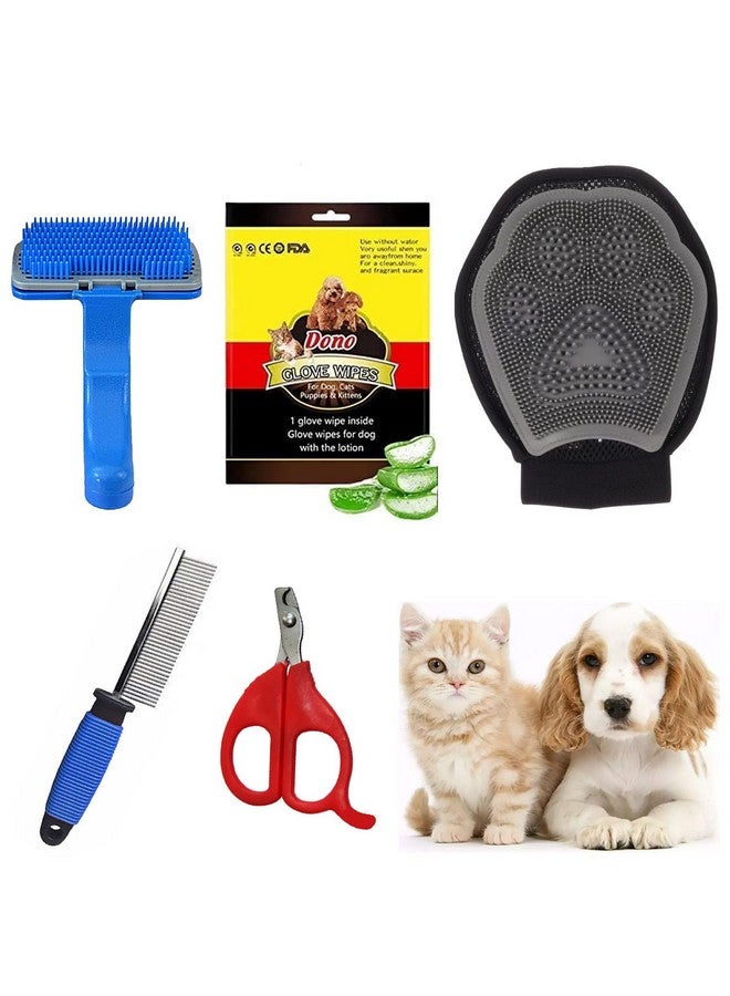 إيميلي بيتس مجموعة العناية بالحيوانات الأليفة 5 في 1، مناديل الحيوانات الأليفة وقفازات حمام الحيوانات الأليفة، مشط الحيوانات الأليفة وفرشاة تنظيف الحيوانات الأليفة ومقص أظافر للجراء والقطط والقطط الصغيرة (متعدد الألوان، عبوة من 5 قطع) - Image 1