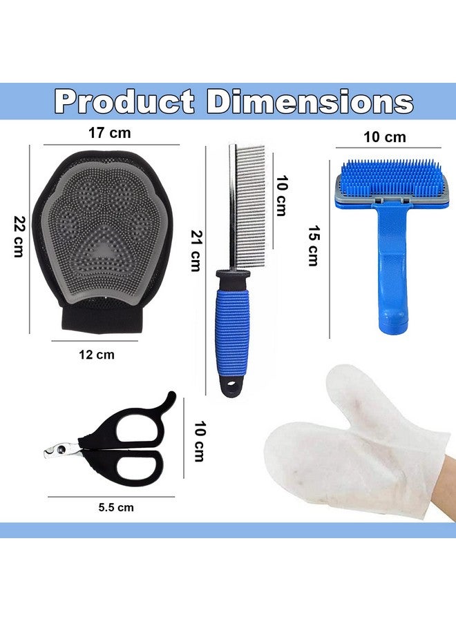 إيميلي بيتس مجموعة العناية بالحيوانات الأليفة 5 في 1، مناديل الحيوانات الأليفة وقفازات حمام الحيوانات الأليفة، مشط الحيوانات الأليفة وفرشاة تنظيف الحيوانات الأليفة ومقص أظافر للجراء والقطط والقطط الصغيرة (متعدد الألوان، عبوة من 5 قطع) - Image 3