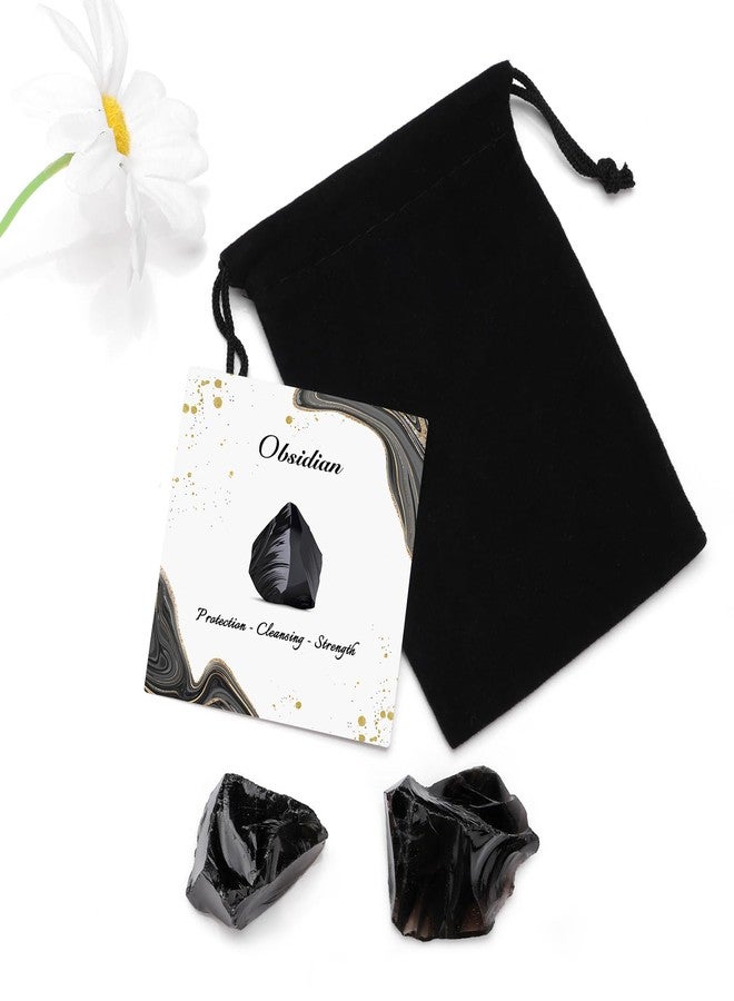 GolbalJew Obsidian Natural Raw Crystals 2PCS Healing Crystal Stones 1.2-2.0” Reiki Healing Gemstones for Meditation Chakra Balance Home Decor - Image 3