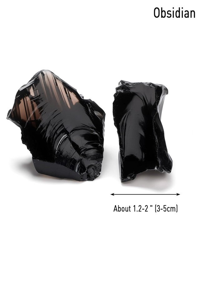 GolbalJew Obsidian Natural Raw Crystals 2PCS Healing Crystal Stones 1.2-2.0” Reiki Healing Gemstones for Meditation Chakra Balance Home Decor - Image 4
