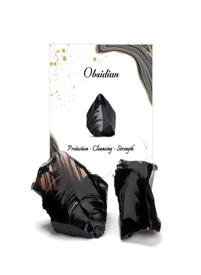 GolbalJew Obsidian Natural Raw Crystals 2PCS Healing Crystal Stones 1.2-2.0” Reiki Healing Gemstones for Meditation Chakra Balance Home Decor - Image 1