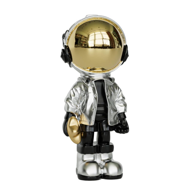 EZ4ENCE Small Figurine Statue Astronaut Sculpture Decor,Sculpture for Home Decor,Arts Silver Shelf Decoration,Cool Metal Mask Table Decor,Mini Ornament - Image 1