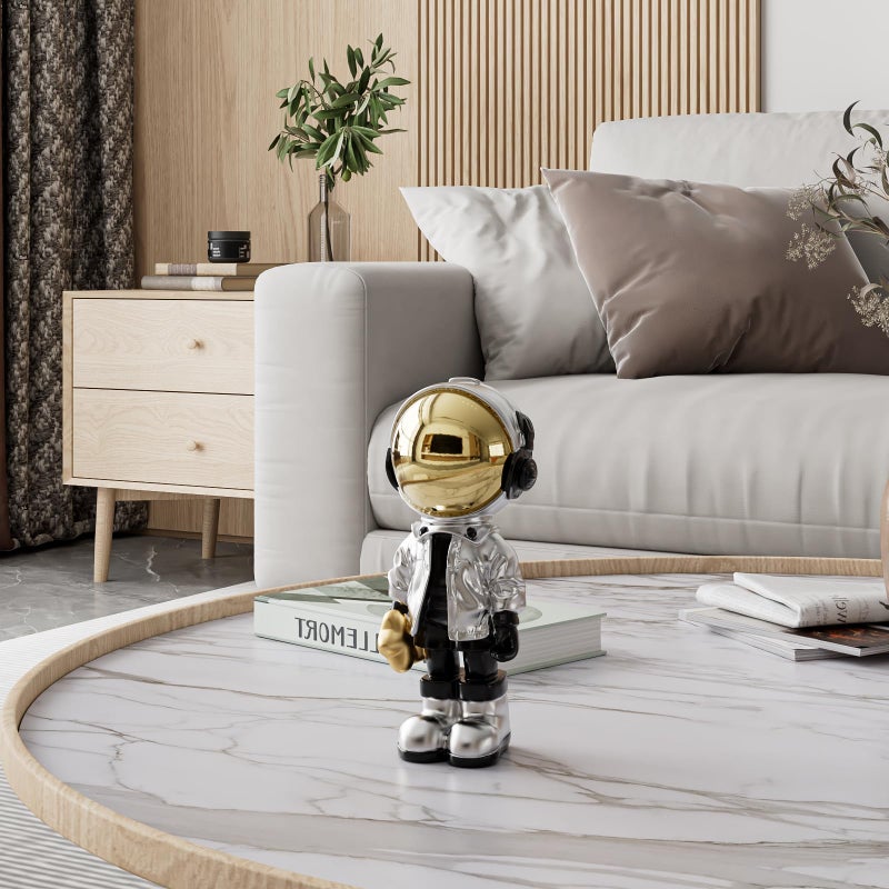 EZ4ENCE Small Figurine Statue Astronaut Sculpture Decor,Sculpture for Home Decor,Arts Silver Shelf Decoration,Cool Metal Mask Table Decor,Mini Ornament - Image 3