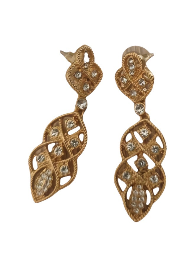 LumiArk Gold - Tone Filigree Drop Earrings with Crystals - Image 4