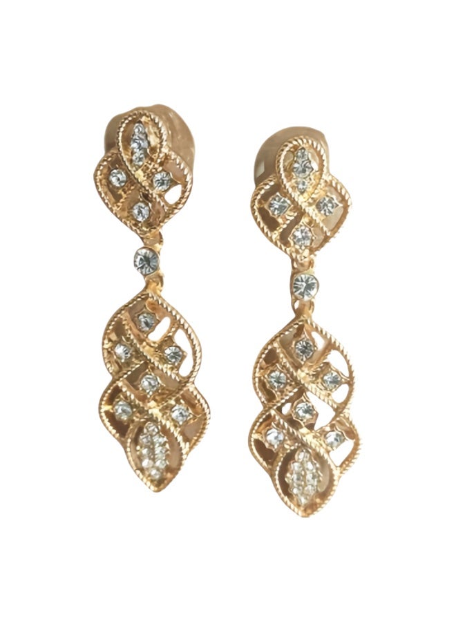 LumiArk Gold - Tone Filigree Drop Earrings with Crystals - Image 1
